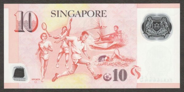 Singapore 10 Dollars Single Hollow Square 2022 Almost Solid 7KA 444445 - Image 2
