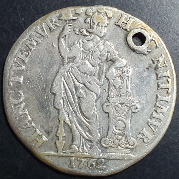 Netherlands Utrecht Traiectum 1 Gulden 1762 Silver Standing Pallas Fine