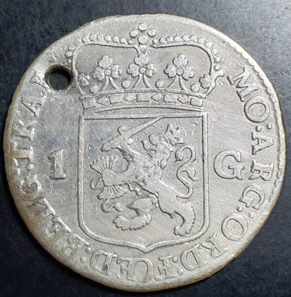 Netherlands Utrecht Traiectum 1 Gulden 1762 Silver Standing Pallas Fine - Image 2
