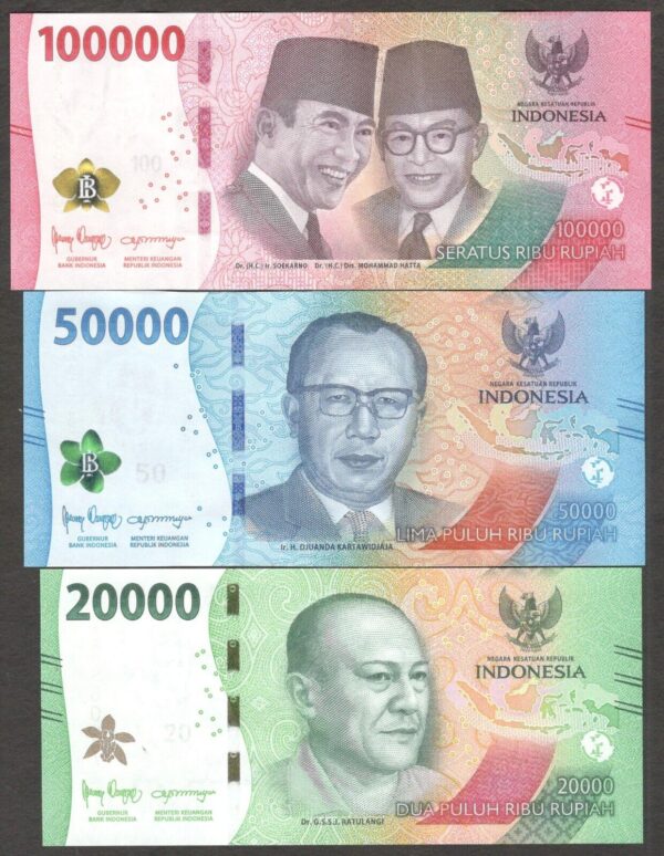 PREFIX AAA Set Indonesia 100000 50000 20000 10000 5000 2000 1000 Rupiah 2022 UNC - Image 4