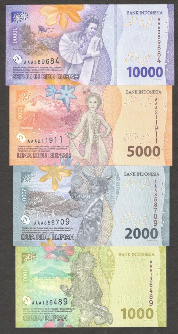 PREFIX AAA Set Indonesia 100000 50000 20000 10000 5000 2000 1000 Rupiah 2022 UNC - Image 5