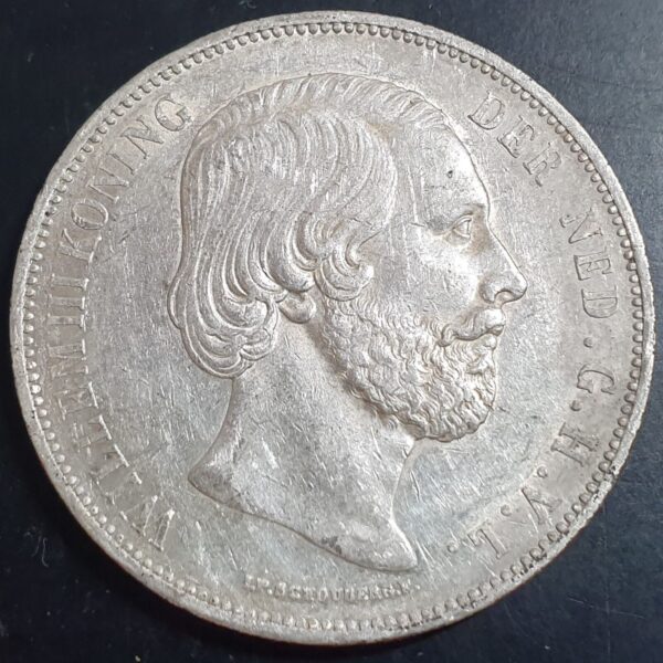 Netherlands 2 1/2 2.5 Gulden Willem William III 1873 aUNC Details