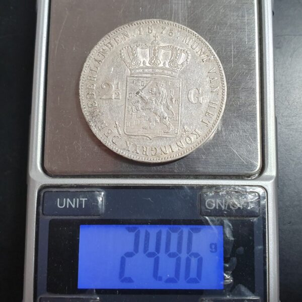 Netherlands 2 1/2 2.5 Gulden Willem William III 1873 aUNC Details - Image 4