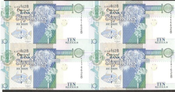 Seychelles 10 Rupees Uncut 2 x 2 P-42 2013 UNC