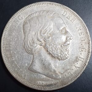 Netherlands 2 1/2 2.5 Gulden Willem William III 1872 Silver High Grade