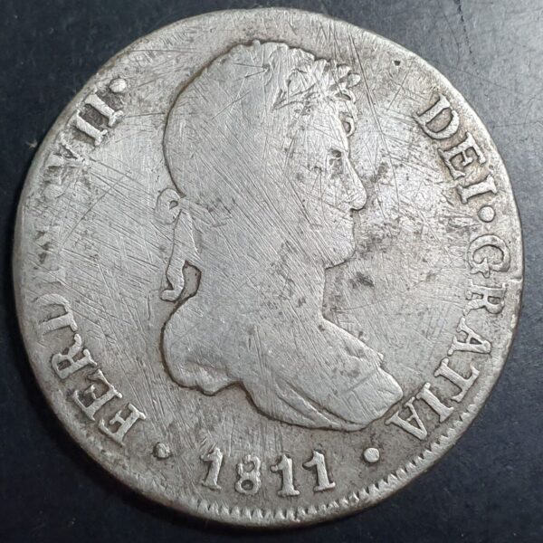 Peru Spanish Colonial 8 Reales Ferdin Ferdinand VII 1811 LME JP Lima Mint