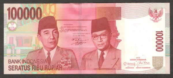 Indonesia 100000 100,000 Rupiah Replacement wo Omron Rings P-146g* 2010/2004 UNC - Image 2
