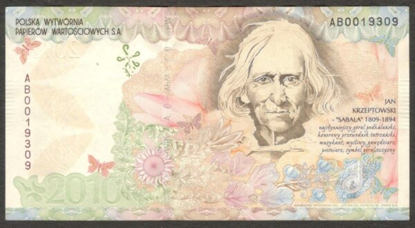 Poland Polska Test Note Jan Krzeptowski Music PWPW SA Banknote Hologram 2010 AU