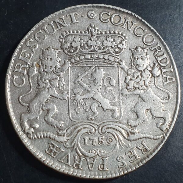 Netherlands Zeeland Ducaton Silver Horse Rider 1759 VF No Hole - Image 2