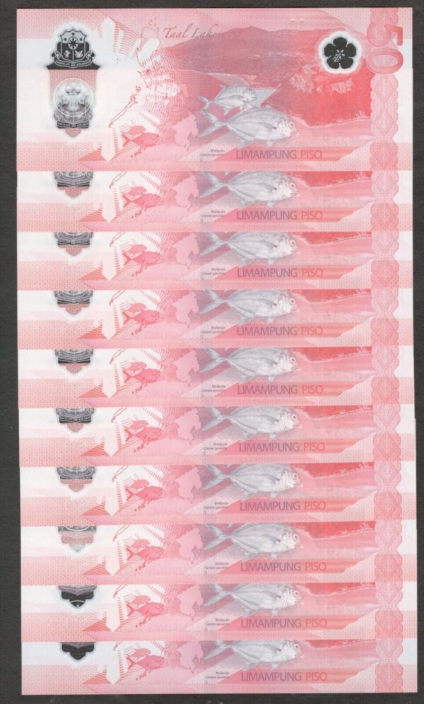 Lot 10 Pcs NEW PREFIX AA Philippines 50 Pesos Visayan Leopard Polymer 2025 UNC - Image 2