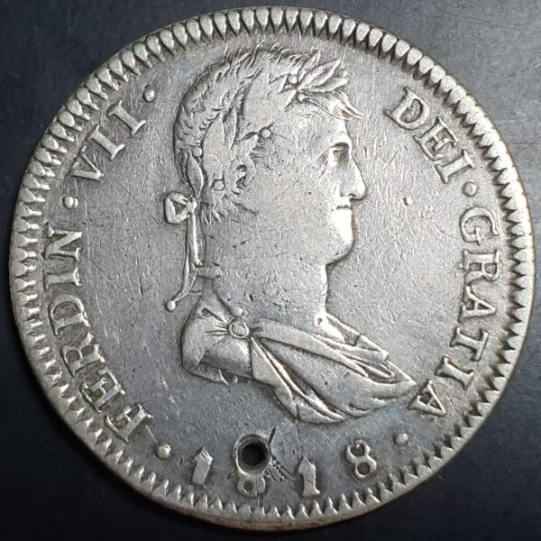 Mexico Spanish Colonial 8 Reales Ferdinand War of Independence VII 1818 Ga FS