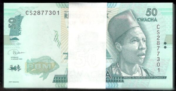Lot 100 Pcs Consecutive 1 Bundle Malawi 50 Kwacha Philip Gomani II 2020 UNC