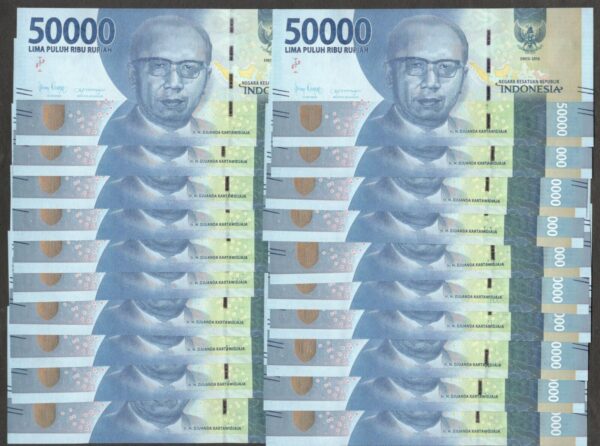 Lot 20 Pcs x 50 000 Rupiah Indonesia 1 Million P-159f 2021 / 2016 UNC
