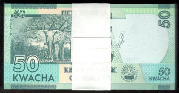 Lot 100 Pcs Consecutive 1 Bundle Malawi 50 Kwacha Philip Gomani II 2020 UNC - Image 2