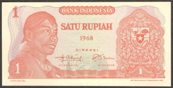 Indonesia 1 Rupiah General Sudirman P-102 1968 UNC
