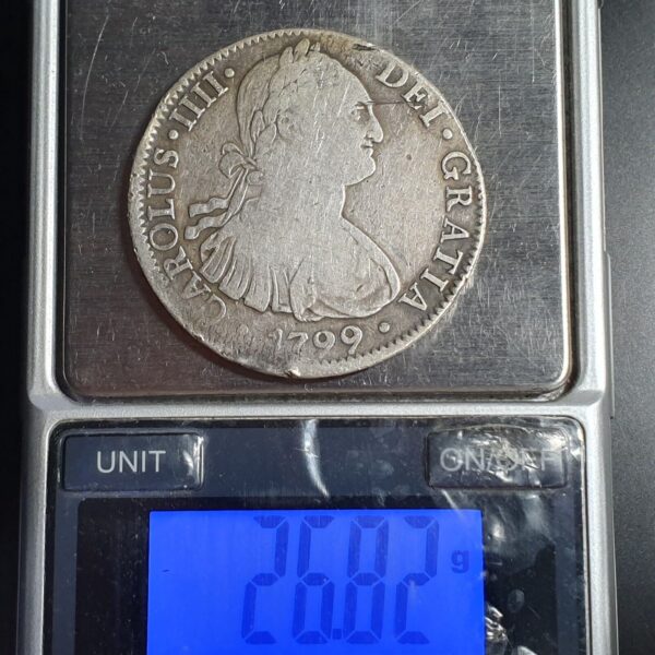 Mexico Spanish Colonial 8 Reales Carol Carolus IIII 1799 Mo FM Mexico City Mint - Image 4