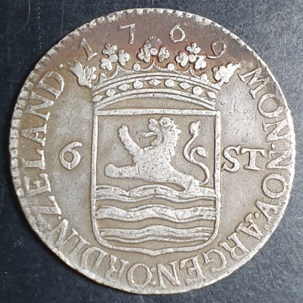 Netherlands 6 Stuiver Scheepjesschelling Zeeland 1769 XF Sharp Detail - Image 2