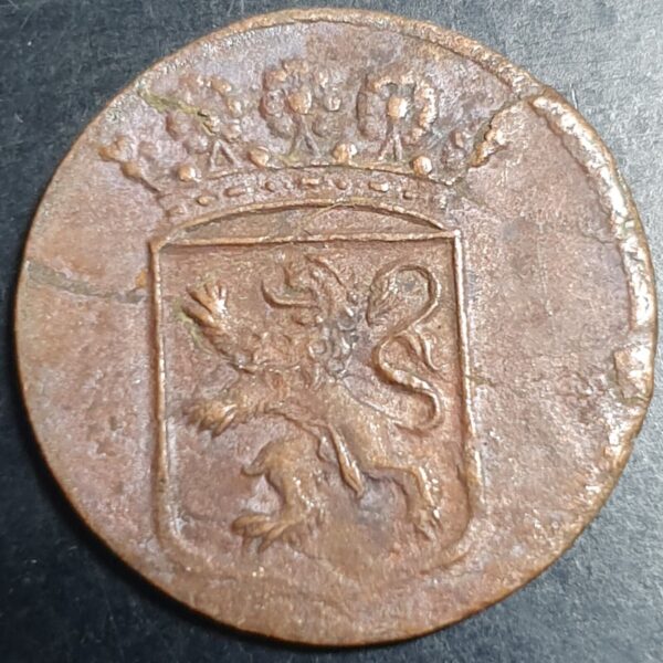 Netherlands East Indies VOC Holland Indonesia 1 One Duit 1752 Rosette Mintmark - Image 2