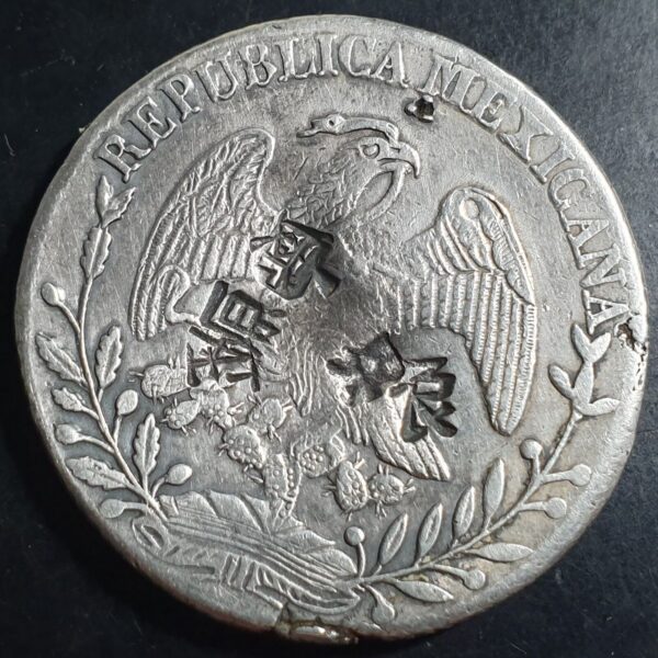Mexico First Republic 8 Reales 1851 Do JMR Durango Mint Chinese Chopmark - Image 2