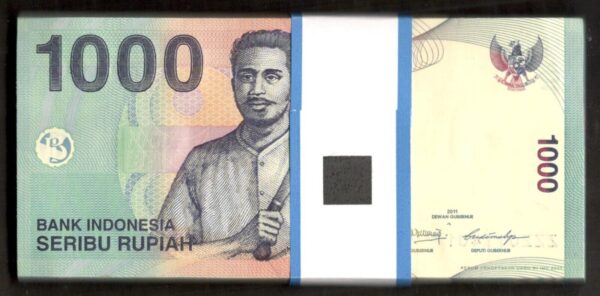 Lot 100 Pcs 1 Bundle Indonesia 1000 1,000 Rupiah SOLID LAST PREFIX ZZZ 2011 UNC - Image 2