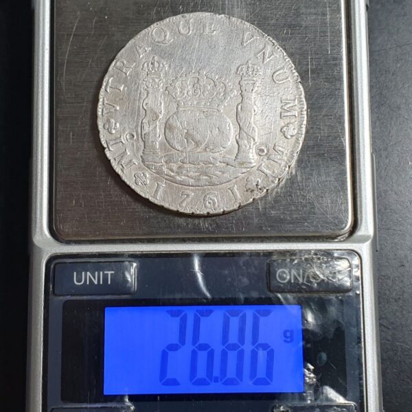 Peru Spanish Colonial 8 Reales Two Pillar Carol Carolus III 1761 LM JM Lima Mint - Image 6