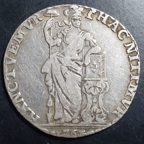 Netherlands Gelderland 1 Gulden 1763 (?) Standing Pallas VF Sharp Detail