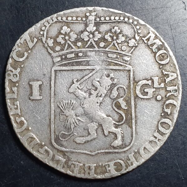 Netherlands Gelderland 1 Gulden 1763 (?) Standing Pallas VF Sharp Detail - Image 2