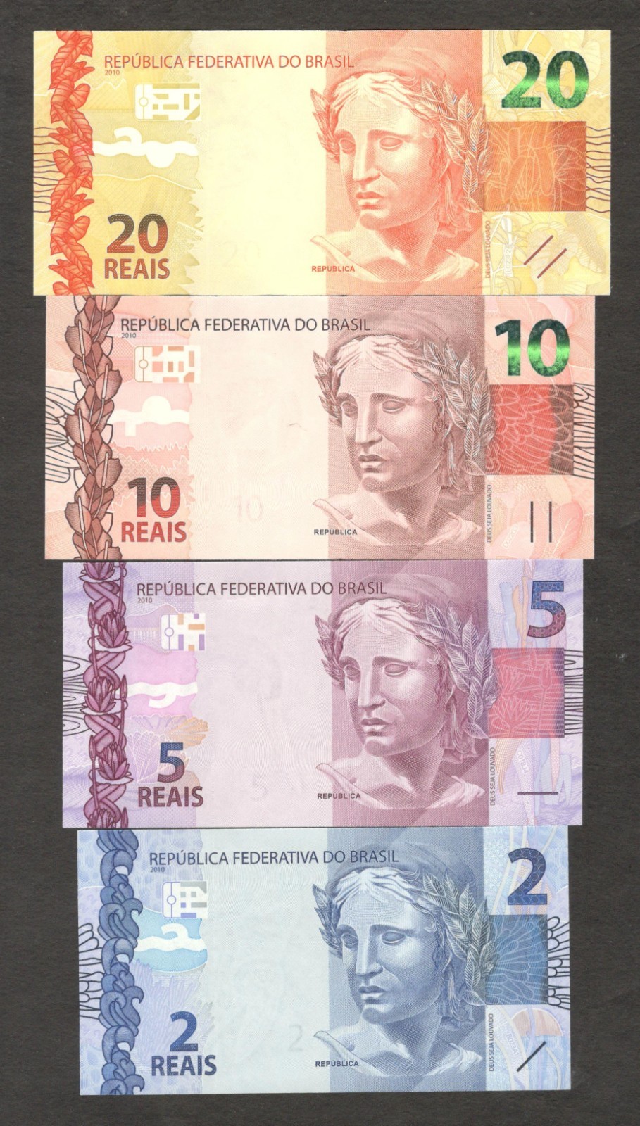 Brazil Set 4 Pcs 2 5 10 20 Animal Series P-252 P-253 P-254 P-255 2010 UNC