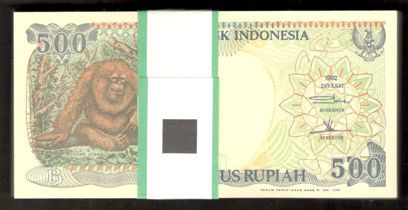 Indonesia Lot 100 Pcs Consecutive Bundle 500 Rupiah P-128g 1998 / 1992 UNC