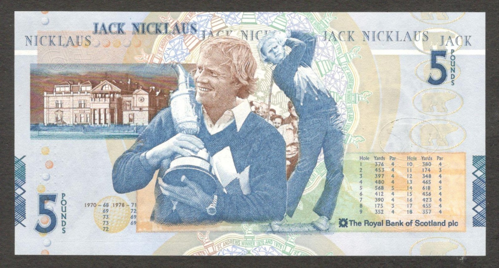 Scotland Royal Bank of 5 Pounds Jack William Nicklaus P-365 2005 UNC - Image 2