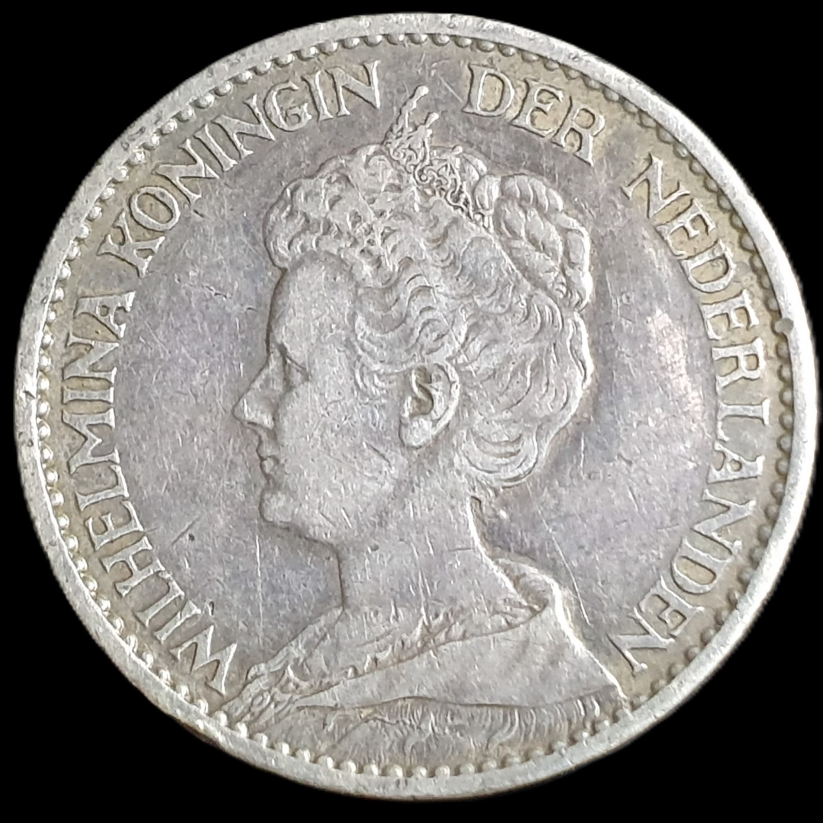 Netherlands 1 Gulden Wilhelmina Crown 1912 XF Light Blue Toning