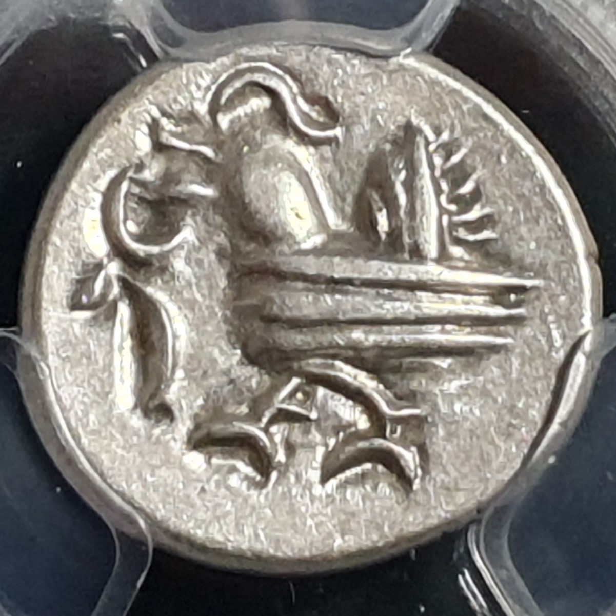 Cambodia 2 Pe 1/2 Fuang Norodom I Hamsa Bird 1847 - 1860 PCGS AU 58 - Image 3