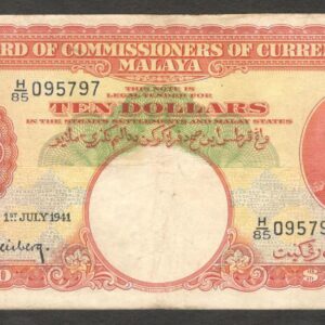 Malaysia Malaya & British Borneo 10 Dollars King George VI 1941 P-13 VF-