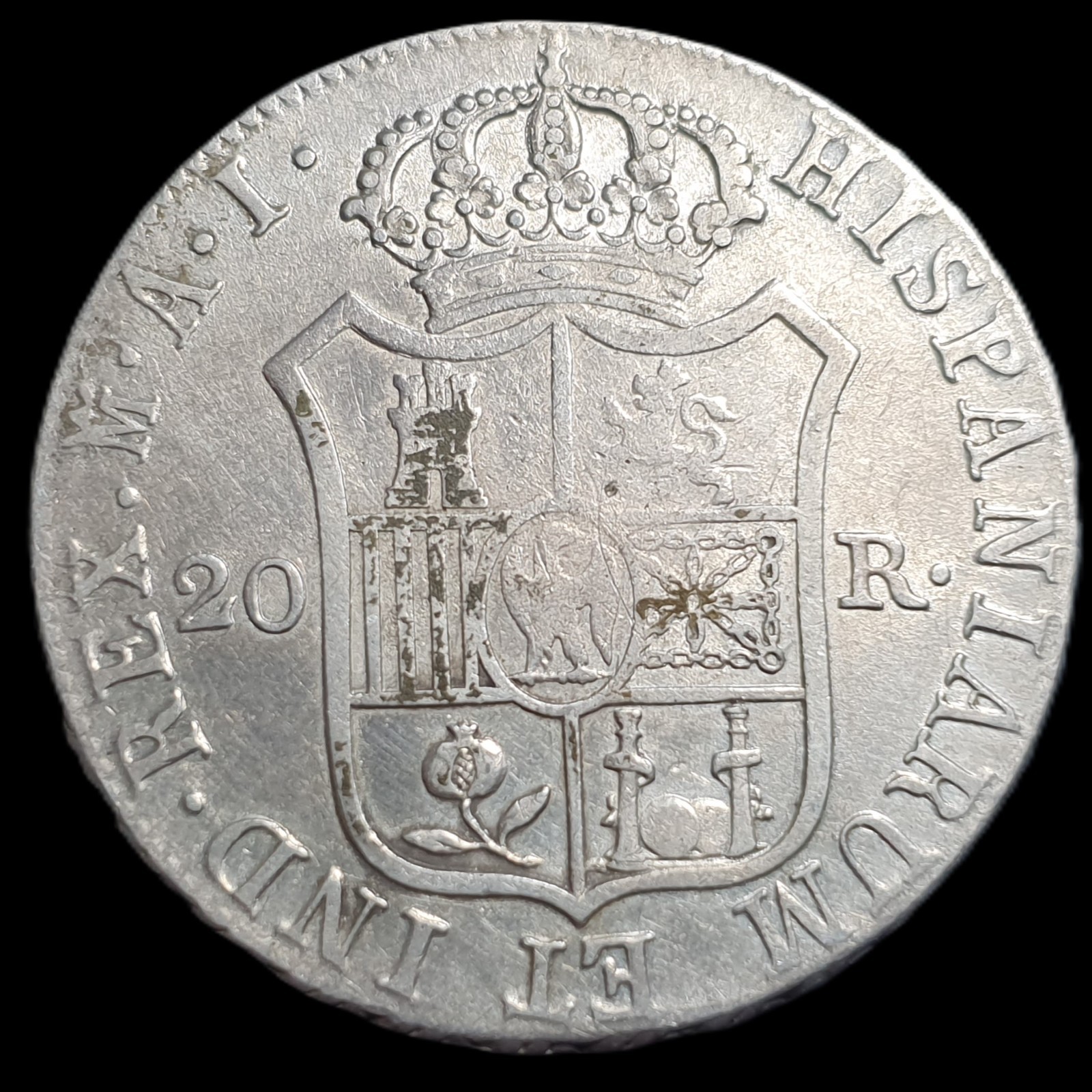 Spain Hispaniarum Joseph Napoleon 20 Reales 1809 M AI - Image 2