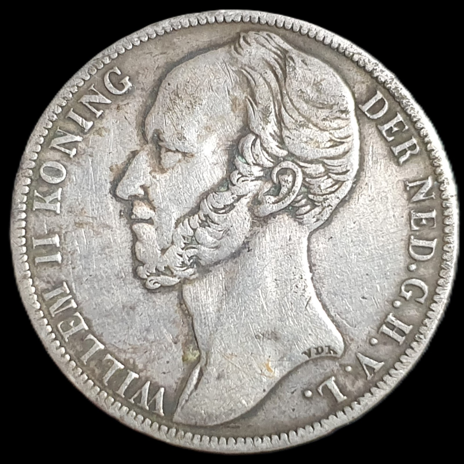 Netherlands 1 Gulden Willem William II 1847 VF Sharp Detail