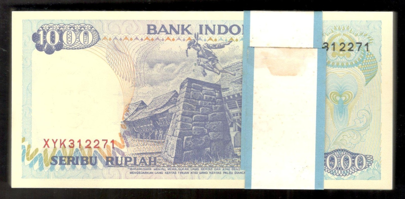 Indonesia Lot 100 Pcs Bundle 1000 1,000 Rupiah Replacement P-129f* 1997/1992 UNC - Image 2