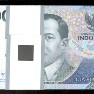 Indonesia Lot 100 Pcs Consecutive Bundle 2000 2,000 Rupiah P-163 2026/2022 UNC