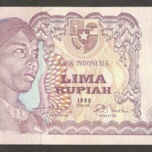 Indonesia 5 Rupiah General Sudirman Water Dam P-104 1968 UNC