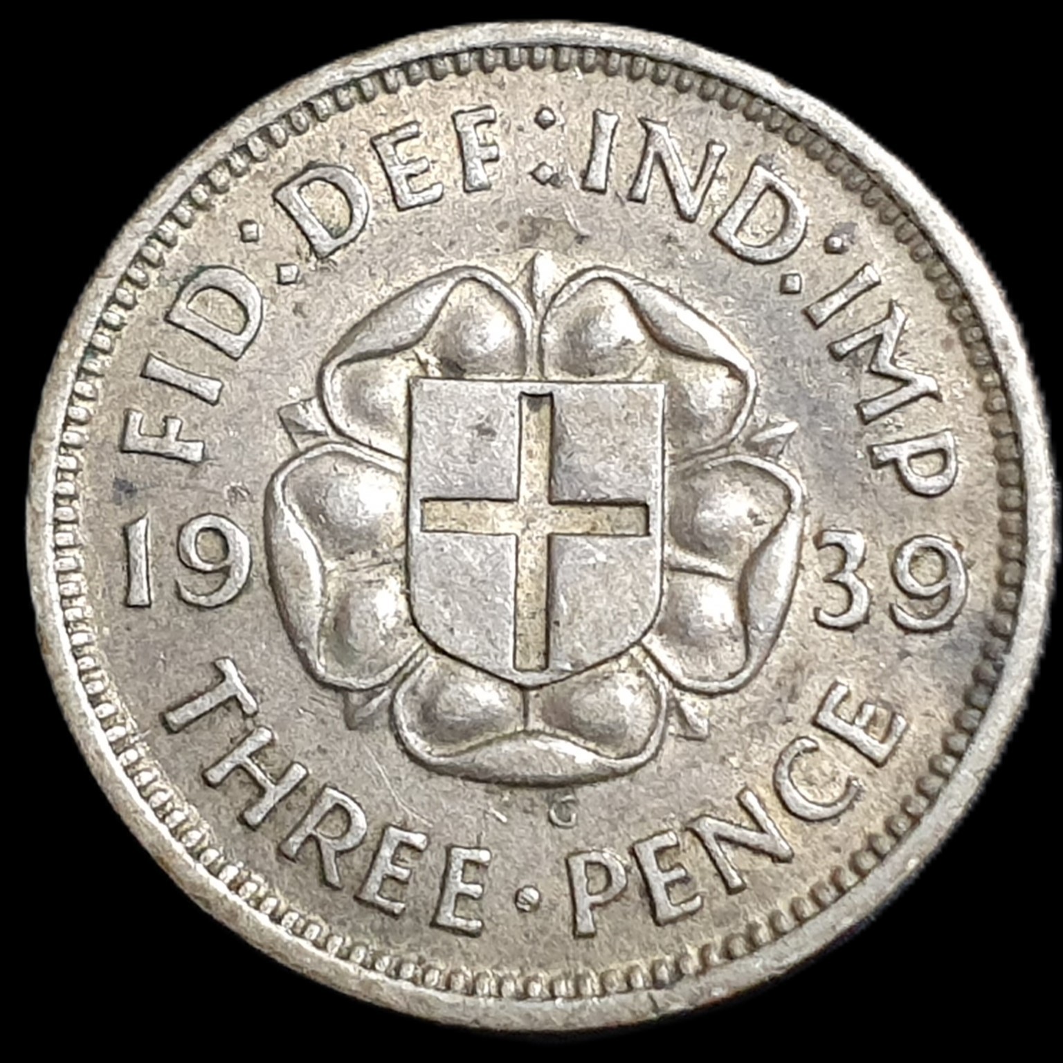 United Kingdom 3 Three Pence George VI 1939 aUNC Original Luster - Image 2