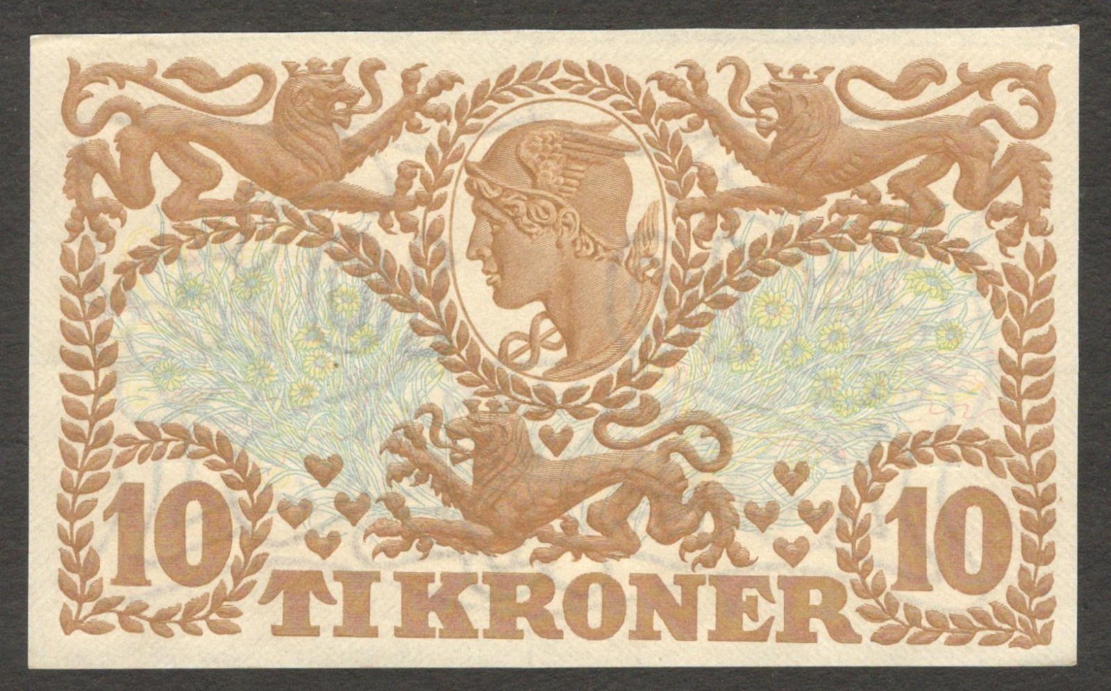 Denmark 10 Kroner Series V Svendsen & Lund P-31p 1943 UNC - Image 2