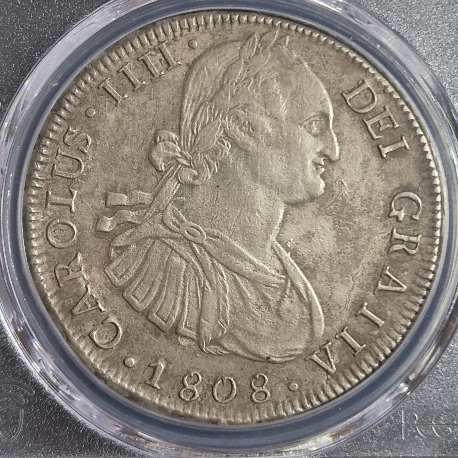 Chile Spanish Colonial 8 Reales Carol Carolus IIII 1808 So FJ Santiago Mint