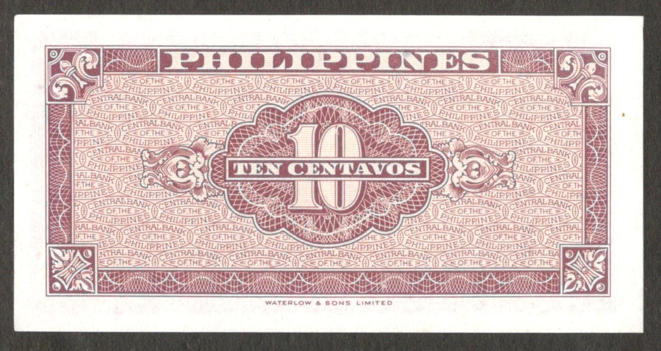 Philippines 10 Centavos English Series Magsaysay P-128 1949 UNC No Stain - Image 2