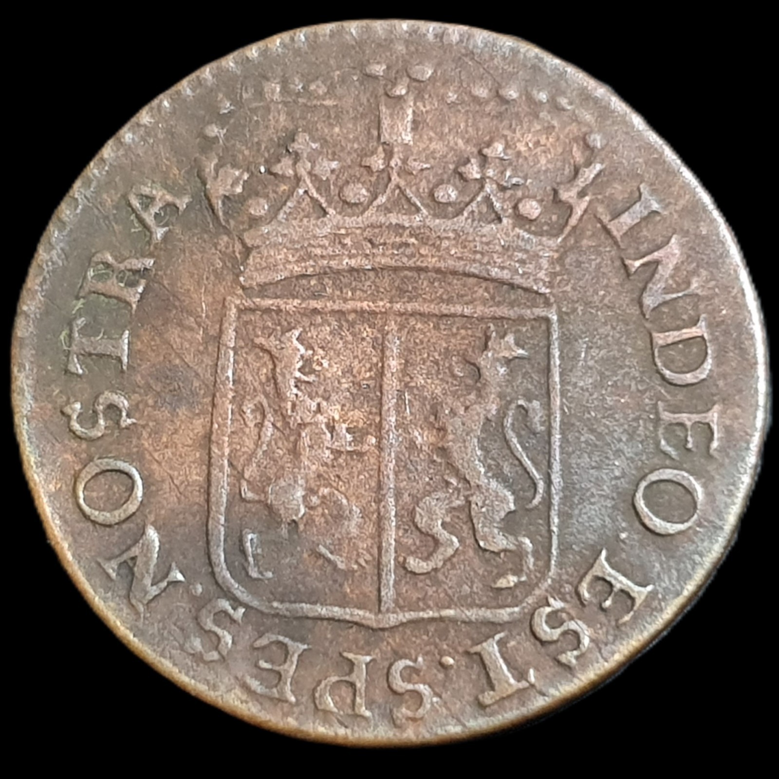 Netherlands East Indies VOC Gelderland Indonesia 1 One Duit 1771 Trunk Mintmark - Image 2