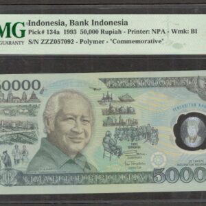 Indonesia 50000 50,000 Rupiah Polymer Commemorative "ZZZ" P-134a 1993 PMG 65 EPQ