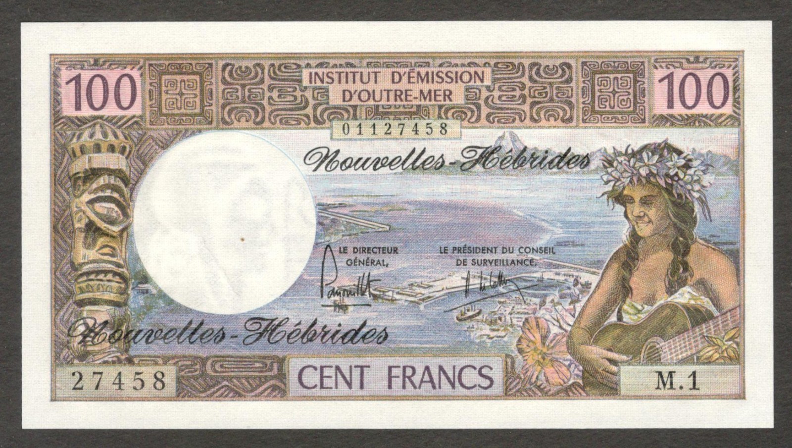 Vanuatu New Hebrides 100 Francs P-18c 1975 UNC