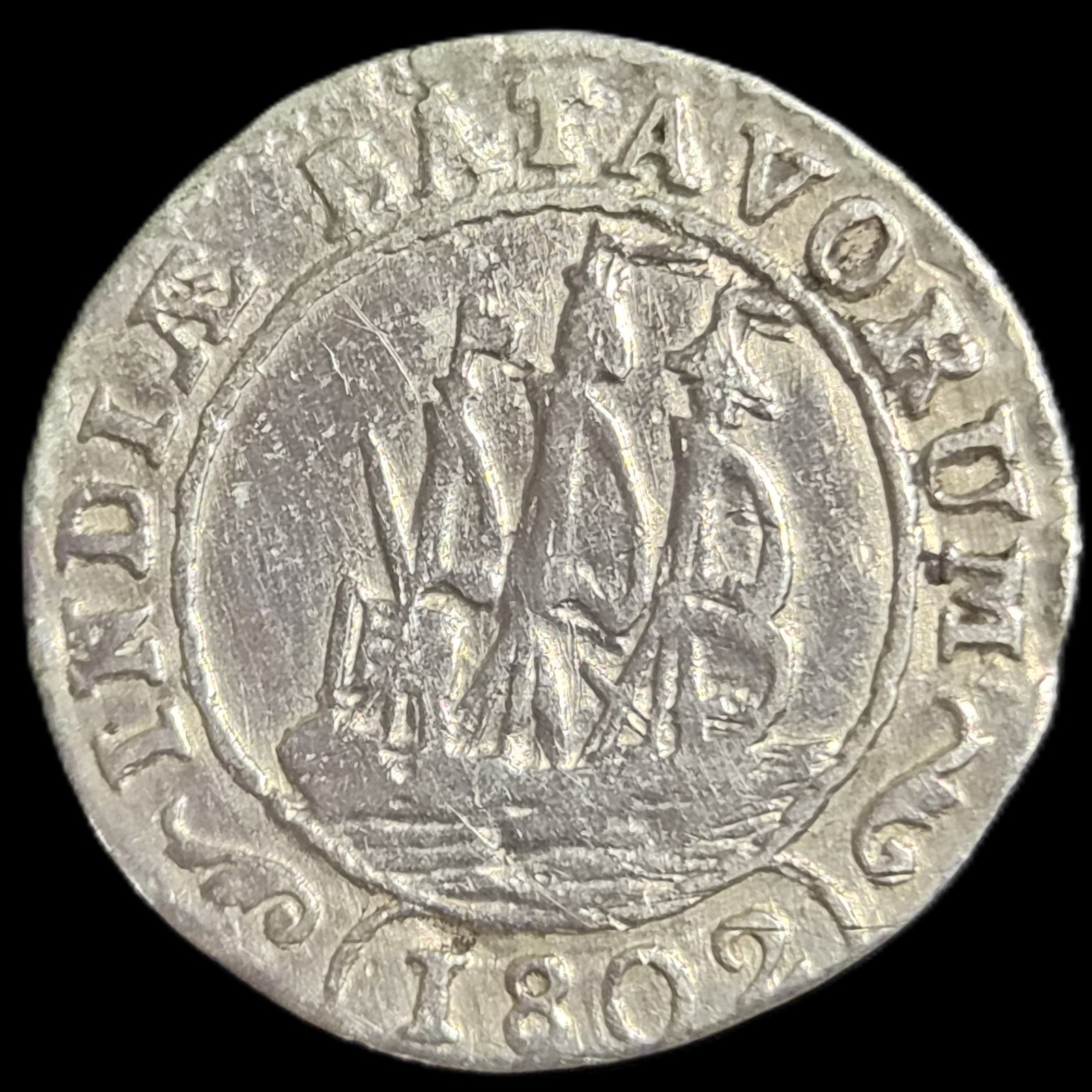 Netherlands Indies Batavian Republic 1/8 Gulden Batavorum 1802 VF