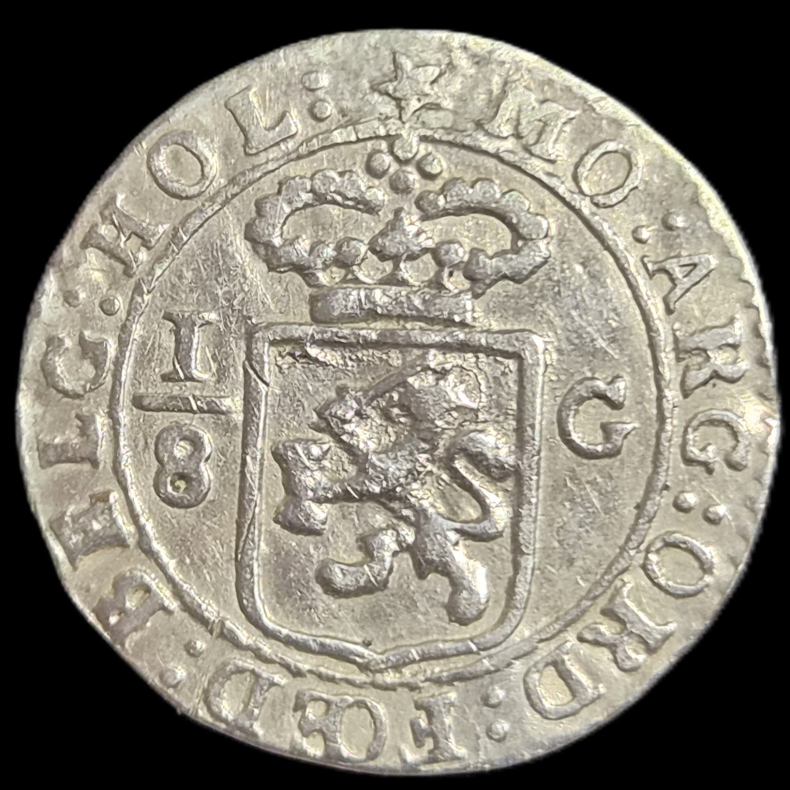 Netherlands Indies Batavian Republic 1/8 Gulden Batavorum 1802 VF - Image 2