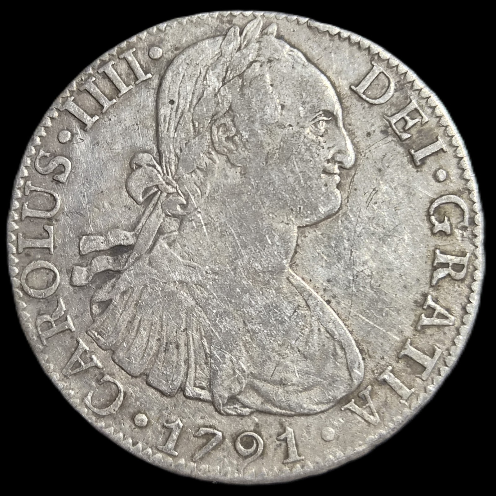 Mexico Spanish Colonial 8 Reales Carol Carolus IIII 1791 Mo FM Mexico City Mint