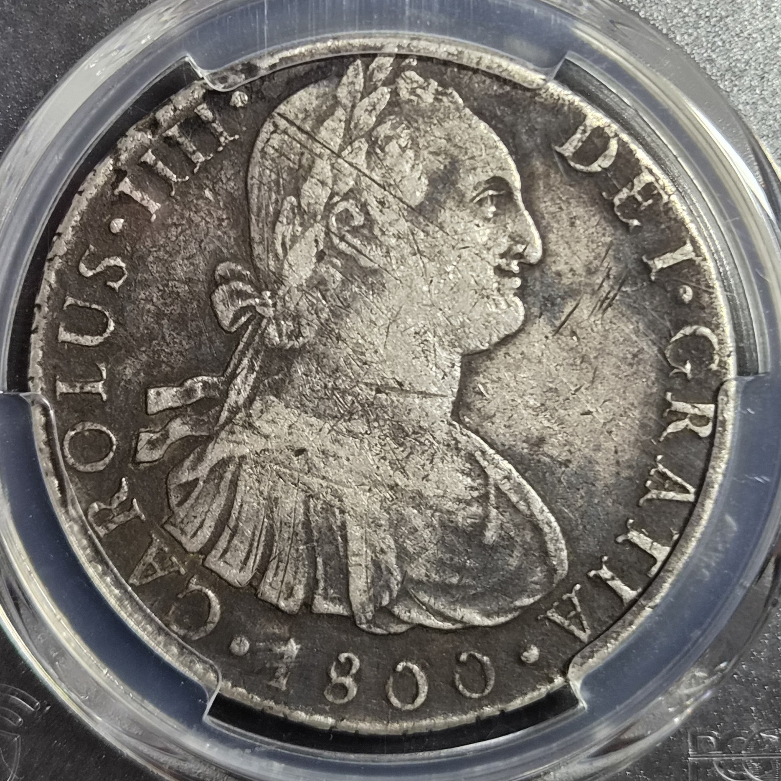 Peru Spanish Colonial 8 Reales Carol Carolus IIII 1800 L IJ Lima Mint PCGS VF
