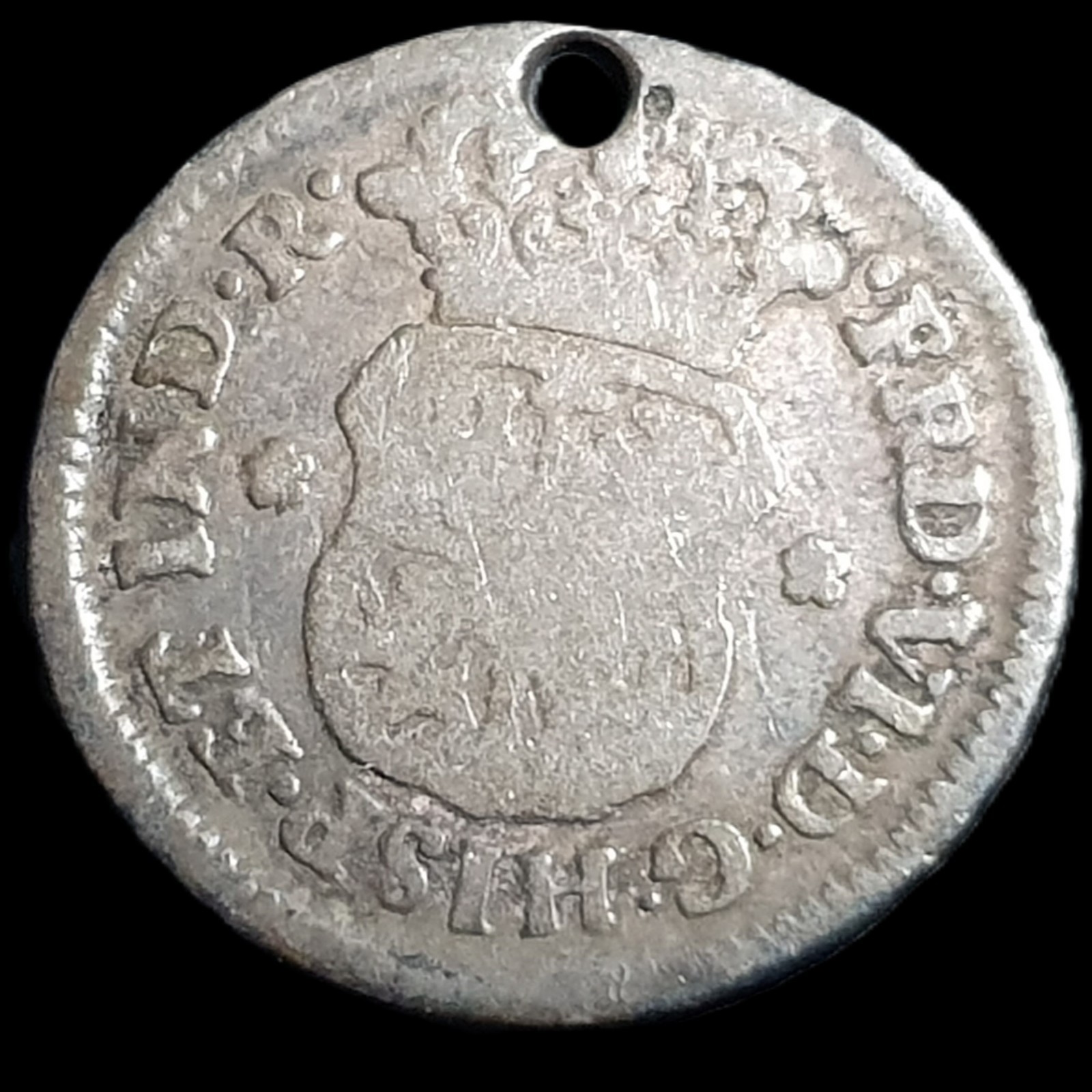 Mexico Spanish Colonial 1/2 Real Two Pillar Ferdinand VI 1757 Mo M Mexico Mint - Image 2
